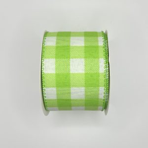 2.5 inch Gingham Ribbon: Green White