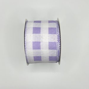 2.5 inch Gingham Ribbon: Purple White
