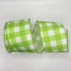 2.5 inch Gingham Ribbon: Green White - Image 2