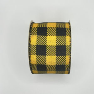 2.5 inch Gingham Ribbon: Black Yellow