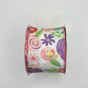 2.5 inch Floral Ribbon: Purple
