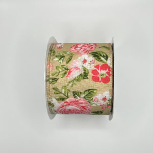 2.5 inch Floral Ribbon: Brown