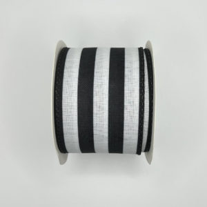 2.5 inch Stripe Ribbon: Black White