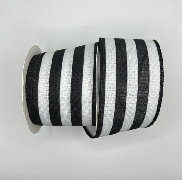 2.5 inch Stripe Ribbon: Black White - Image 2