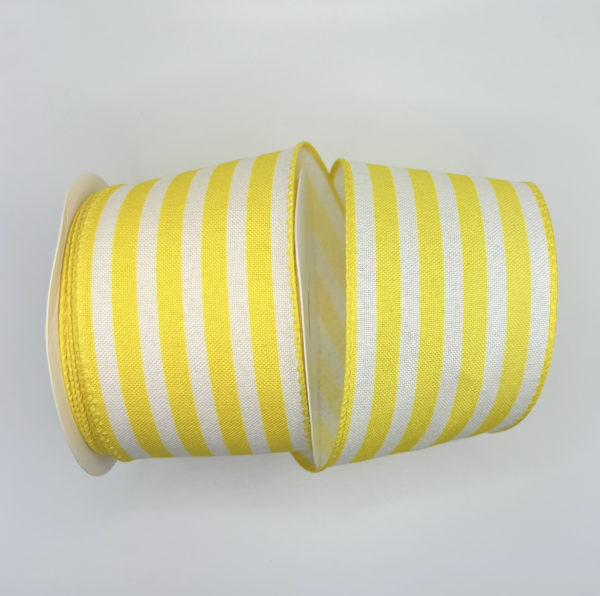 2.5 inch Stripe Ribbon: Yellow White - Image 2