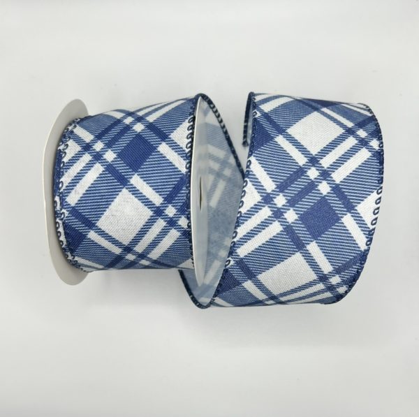 2.5 inch Plaid Ribbon: Navy Blue - Image 2